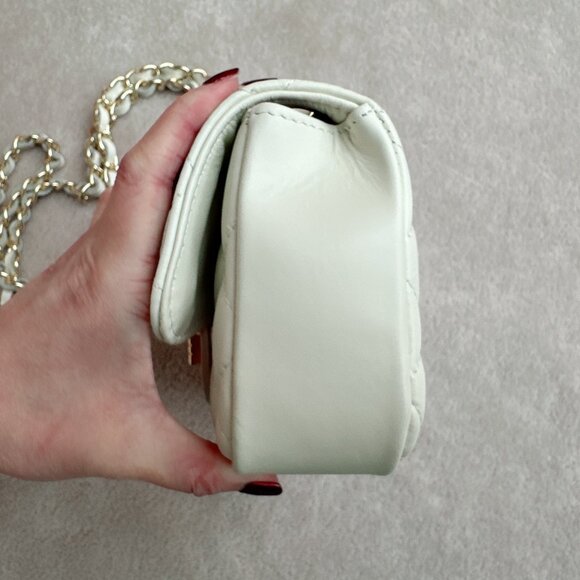 Simons Small Quilted Smooth Leather Bag in Ivory/Cream - Picture 11 of 11